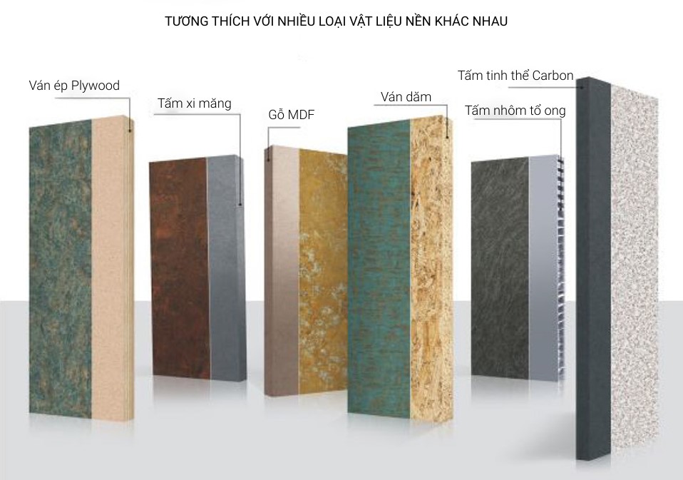 đá xuyên sáng nhân tạo tương thích đa dạng vật liệu nền