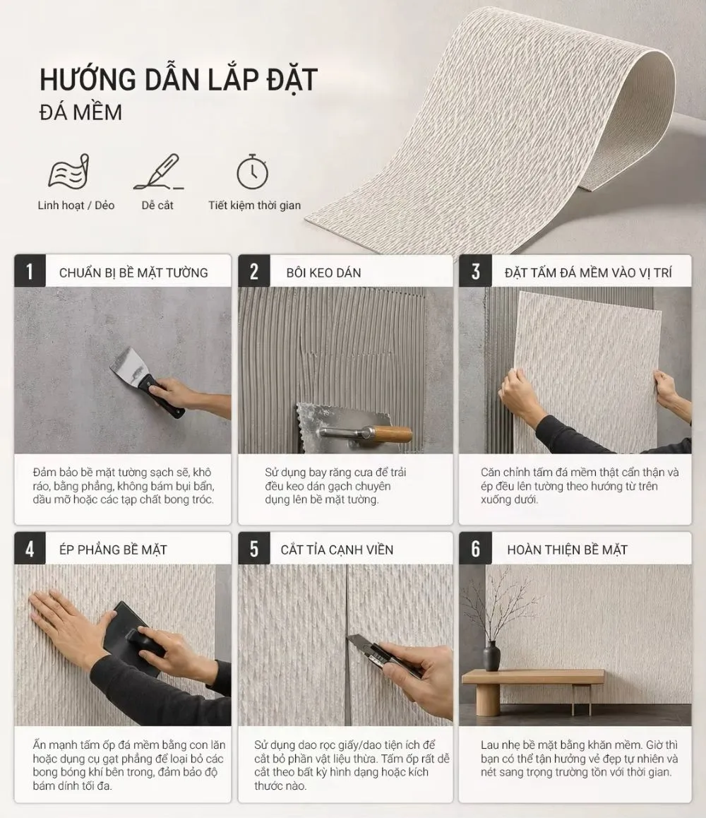cách thi công đá mềm