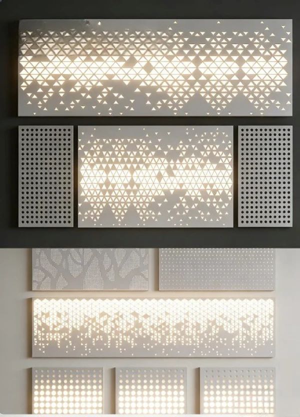 nhôm solid đục lỗ kết hợp với đèn led
