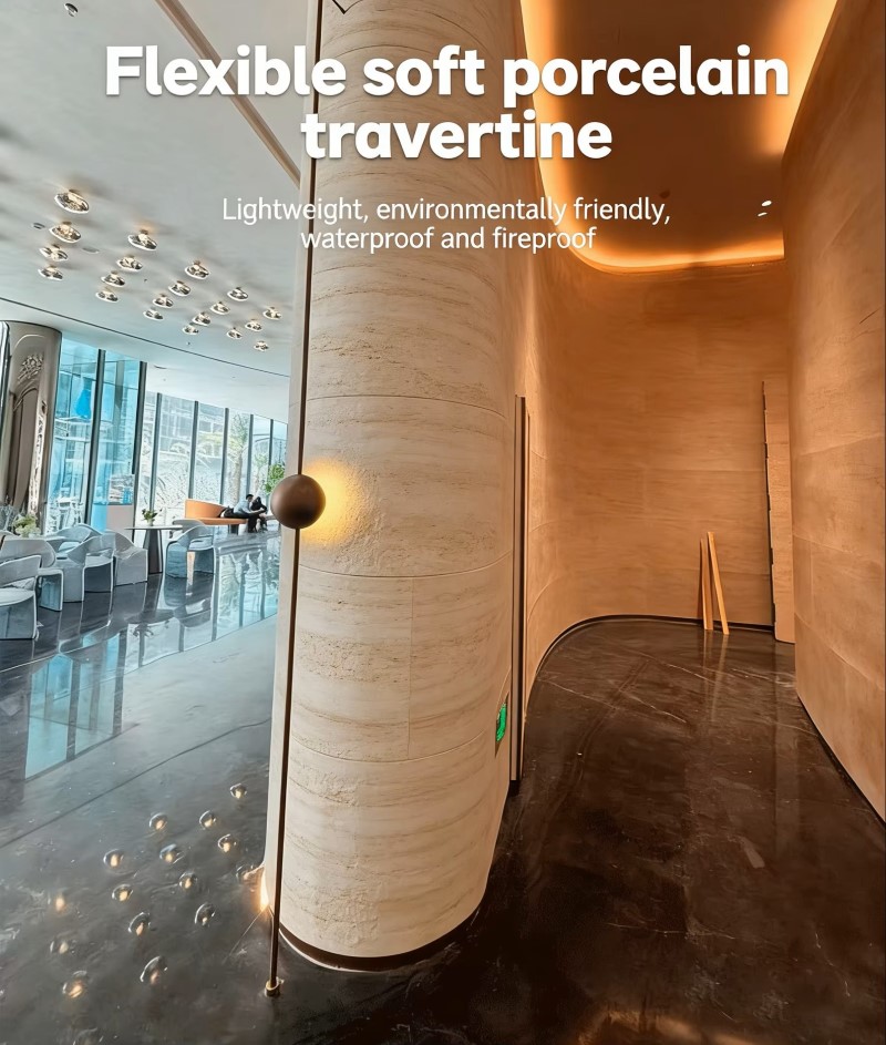 đá dẻo travertine có thể xử lý ốp tường cong