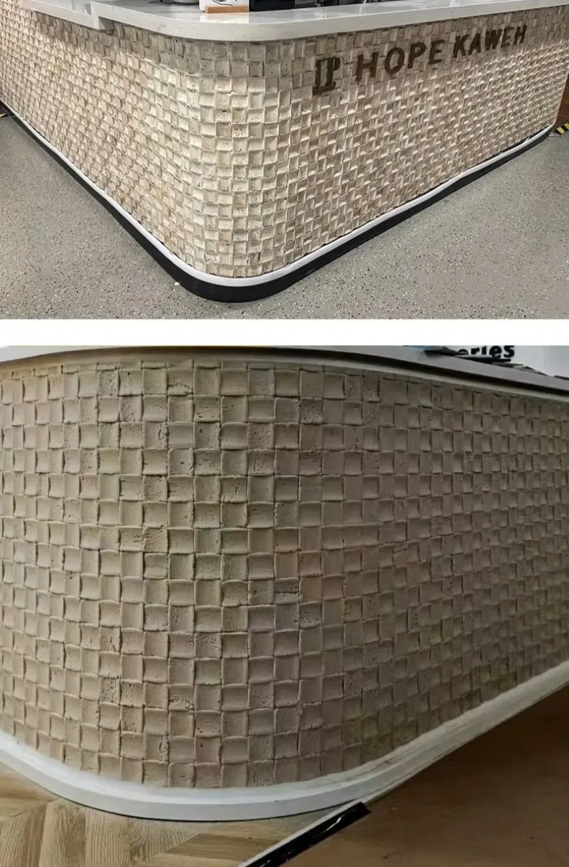 đá dẻo mosaic 3d ốp trang trí quầy lễ tân