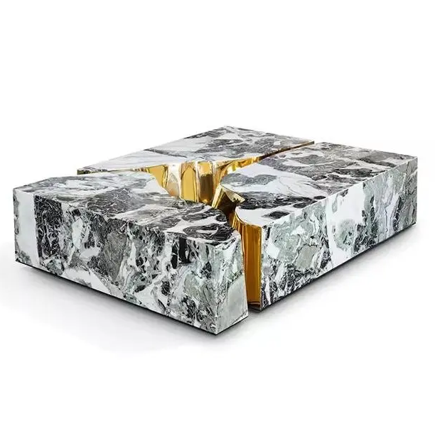 Bàn Đá Cẩm Thạch Crackle Metal Art