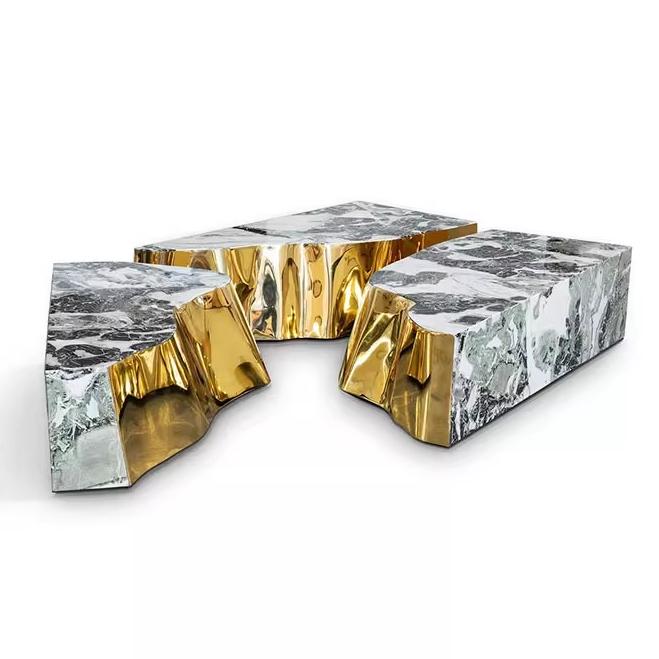 Bàn Đá Cẩm Thạch Crackle Metal Art