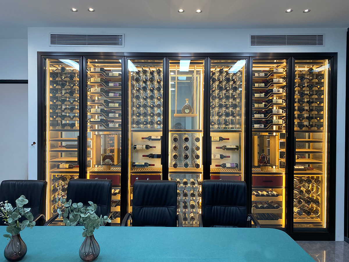 Tủ Rượu Bằng Thép Không Gỉ Sang Trọng Tùy Chỉnh Có Đèn LED