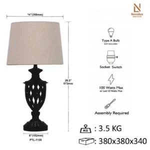 Đèn bàn trang trí lồng xoắn màu nâu đen mờ PTL-1130