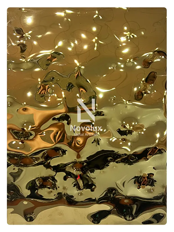tấm inox vân sóng nước màu vàng gold