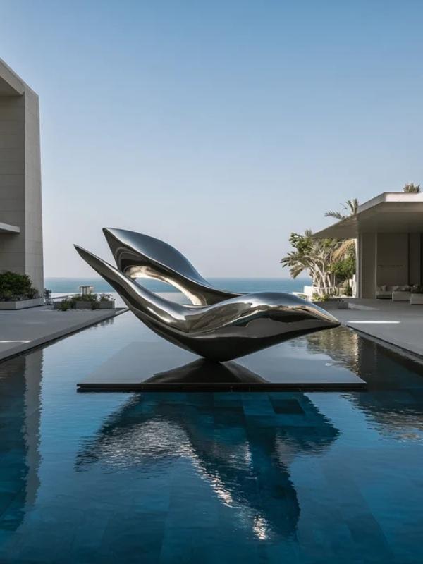 tượng điêu khắc thép không gỉ cá heo