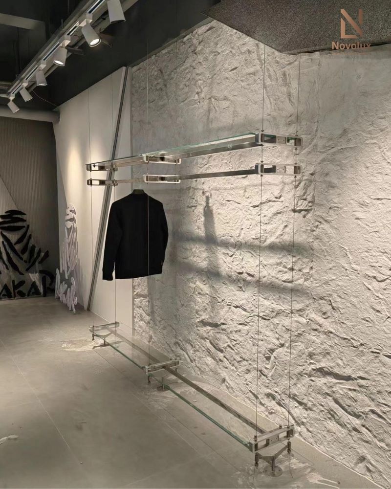 đá dẻo màu trắng kem ốp tường decor shop áo quần
