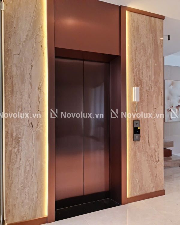 ốp inox thang máy tường
